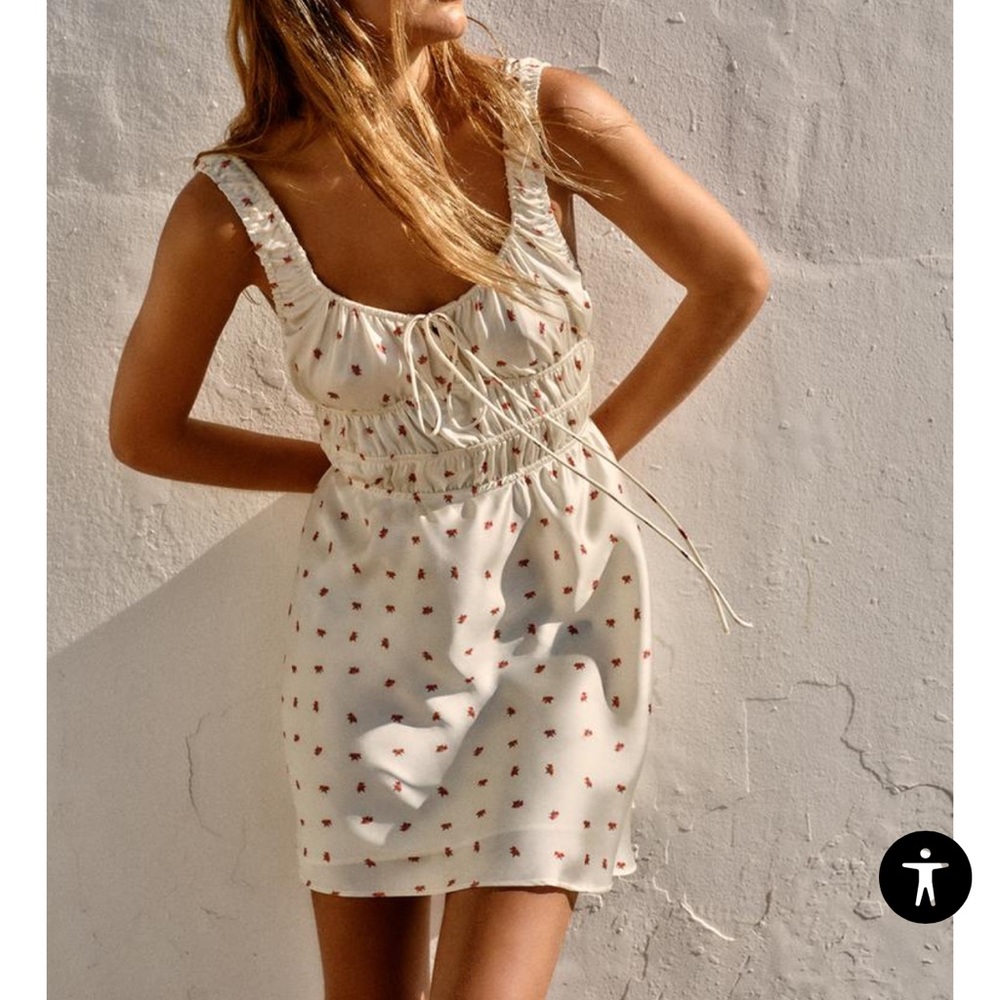 Zara Cream and Red Mini Dress